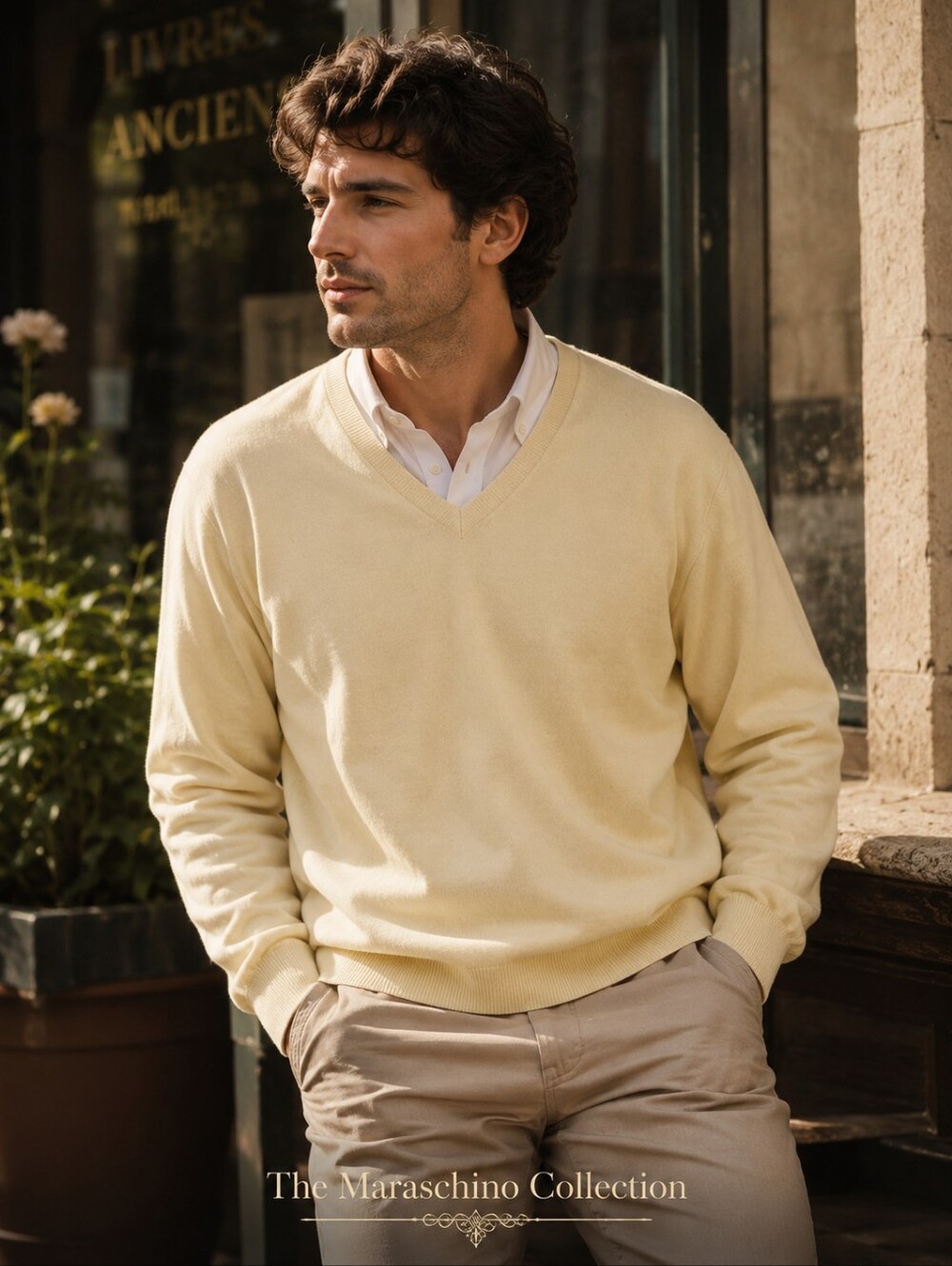 Eddie Bauer Butter Yellow V-Neck Sweater | XL